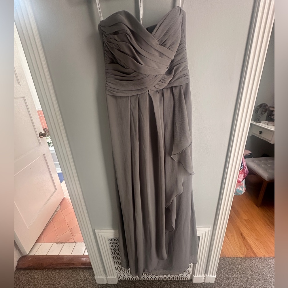 Elegant Dusty Blue Strapless Evening Dress